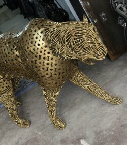 Handmade Steel leopard Bust from Recycled Materials
