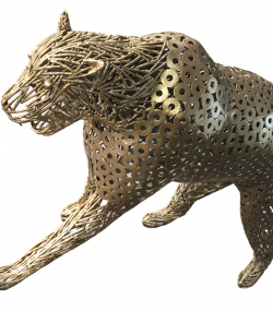 Handmade Steel leopard Bust from Recycled Materials
