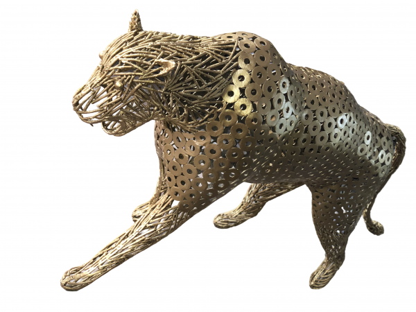 Handmade Steel leopard Bust from Recycled Materials