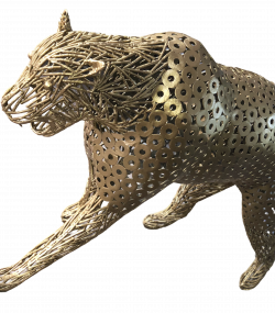 Handmade Steel leopard Bust from Recycled Materials