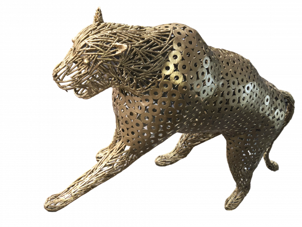 Handmade Steel leopard Bust from Recycled Materials