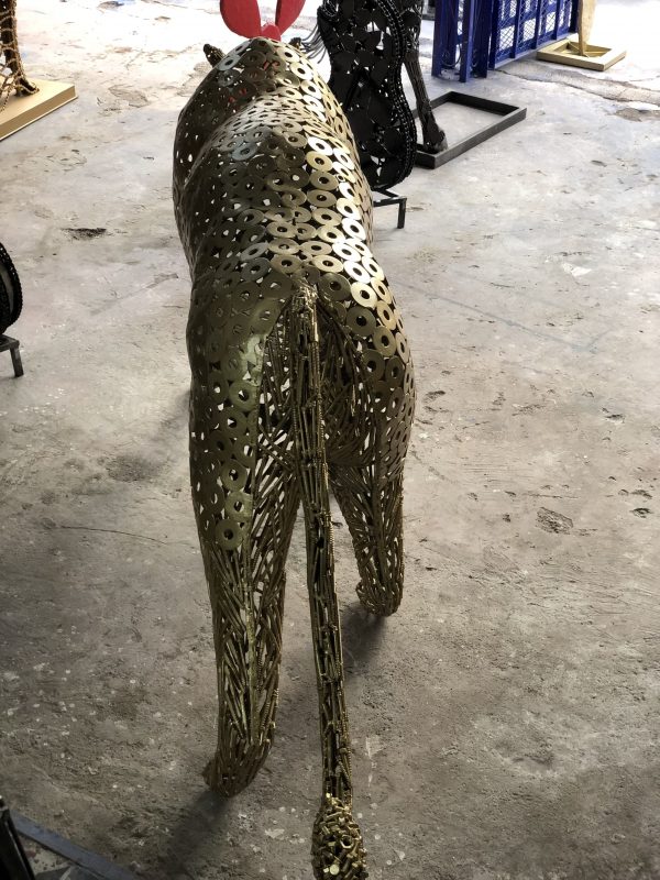 Handmade Steel leopard Bust from Recycled Materials