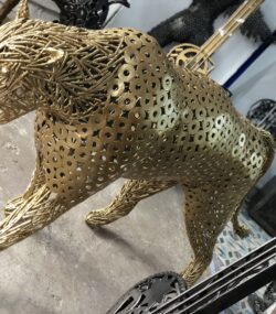 Handmade Steel leopard Bust from Recycled Materials