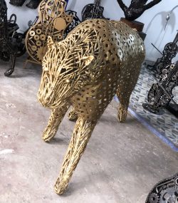 Handmade Steel leopard Bust from Recycled Materials