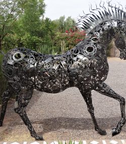 Modern Scrap Steel horse Sculpture - Handmade Steel Art