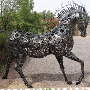 Modern Scrap Steel horse Sculpture - Handmade Steel Art