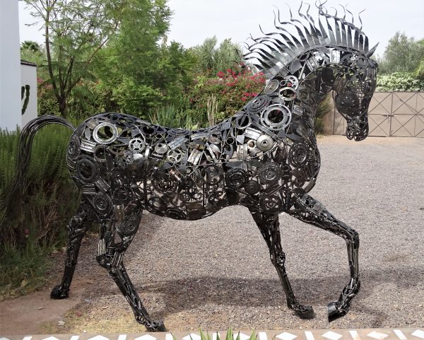 Modern Scrap Steel horse Sculpture - Handmade Steel Art