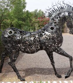 Modern Scrap Steel horse Sculpture - Handmade Steel Art