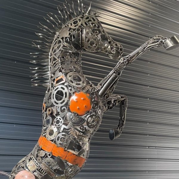 Handcrafted Scrap Metal Horse Sculpture - Handmade Steel Art