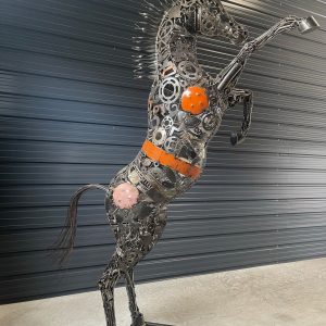 Handcrafted Scrap Metal Horse Sculpture - Handmade Steel Art