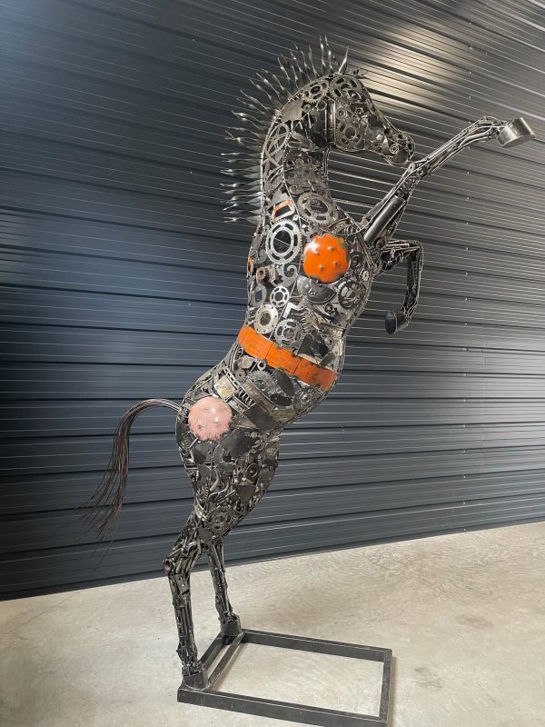 Handcrafted Scrap Metal Horse Sculpture - Handmade Steel Art