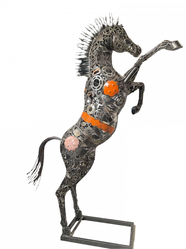 Handcrafted Scrap Metal Horse Sculpture - Handmade Steel Art