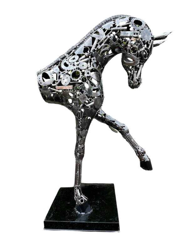 Handcrafted Scrap Metal Horse Sculpture - Handmade Steel Art