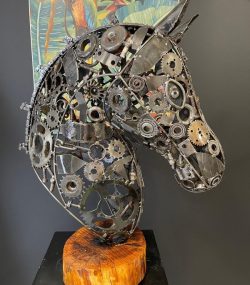 Handcrafted Scrap Metal Horse Sculpture - Handmade Steel Art
