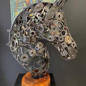 Handcrafted Scrap Metal Horse Sculpture - Handmade Steel Art