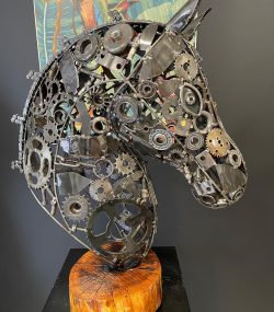 Handcrafted Scrap Metal Horse Sculpture - Handmade Steel Art