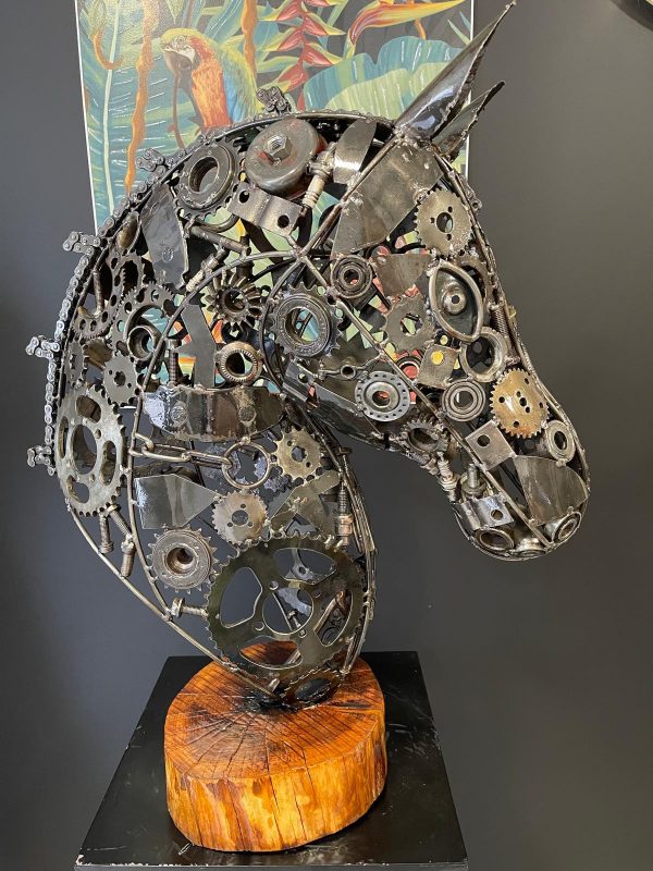 Handcrafted Scrap Metal Horse Sculpture - Handmade Steel Art