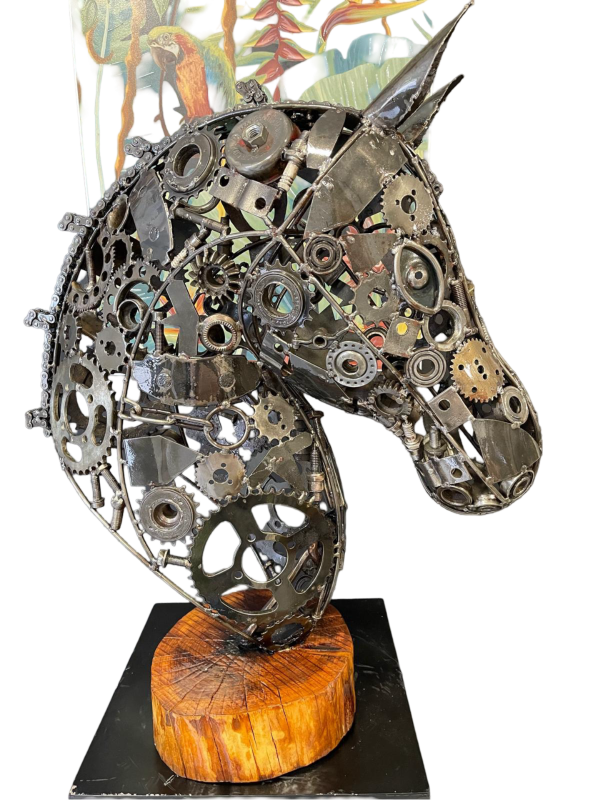 Handcrafted Scrap Metal Horse Sculpture - Handmade Steel Art
