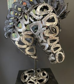 horseshoes Horse Head statue- Handmade Steel Art