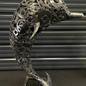 Dolphin metal statue sculpture