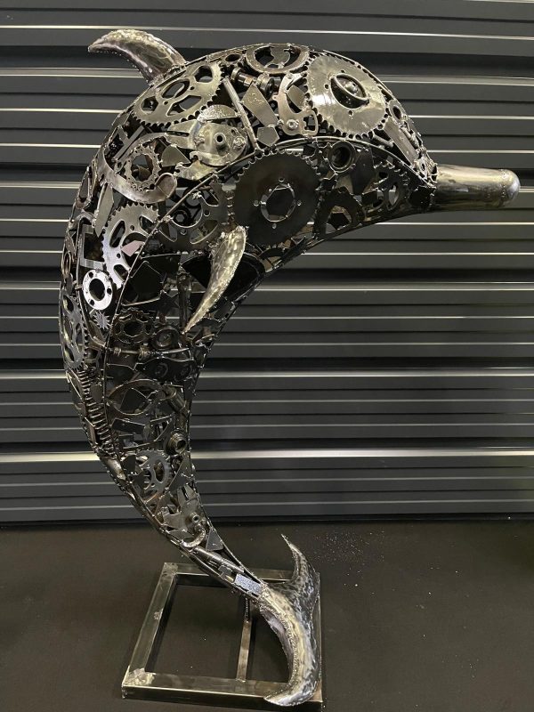 Dolphin metal statue sculpture