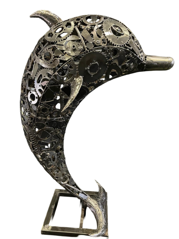 Dolphin metal statue sculpture