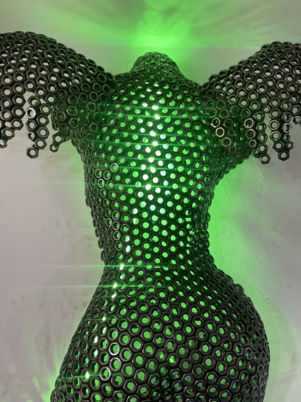 Contemporary Scrap Metal Sculpture Torso - Handmade Steel Art