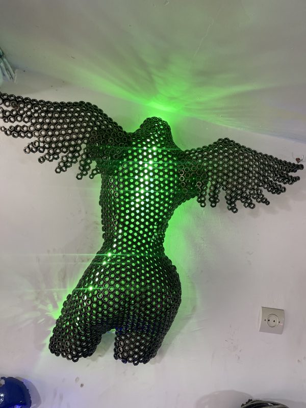 Contemporary Scrap Metal Sculpture Torso - Handmade Steel Art