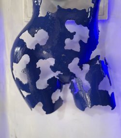 Contemporary Scrap Metal Sculpture Torso - Handmade Steel Art blue chromic Unique Wall Sculpture