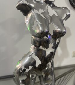 Artistic Steel Scrap Bust Sculpture - Handmade Steel Art Chrome Female Torso Wall Art