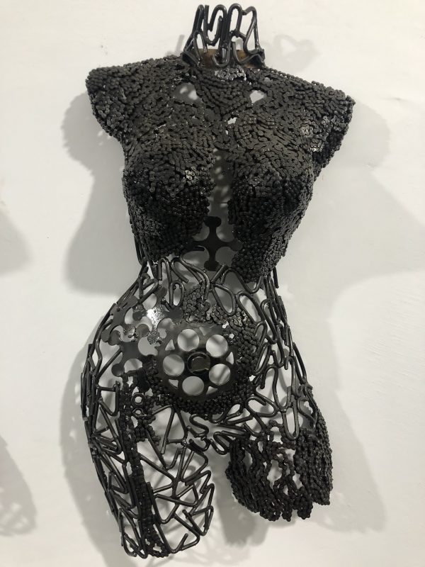 Artistic Steel Scrap Bust Sculpture - Handmade Steel Art Elegant Women Torso