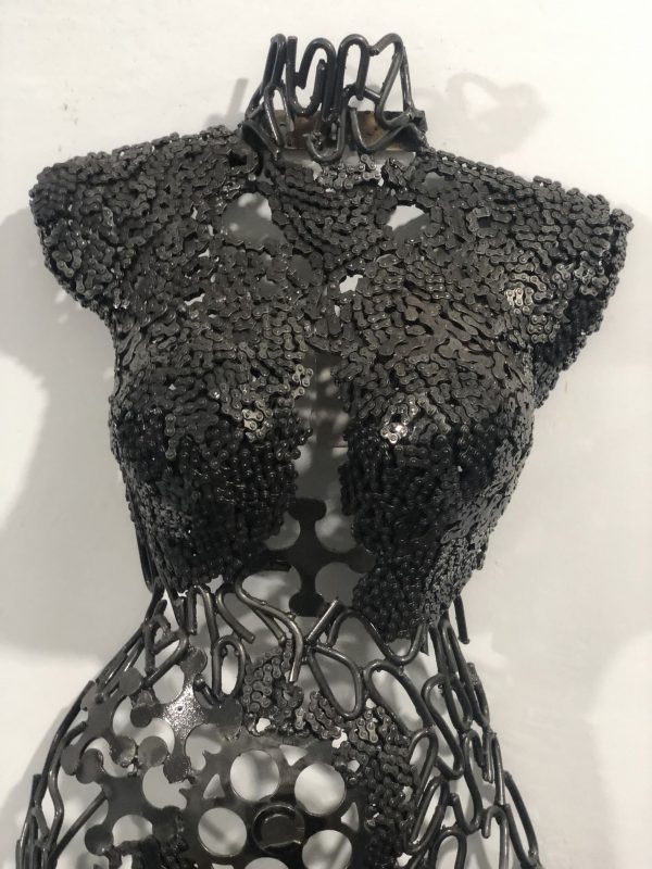 Artistic Steel Scrap Bust Sculpture - Handmade Steel Art Elegant Women Torso
