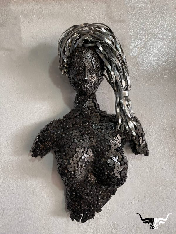 Eco-Friendly Scrap Metal Sculpture Torso - Handmade Steel Art-Timeless bust Beauty