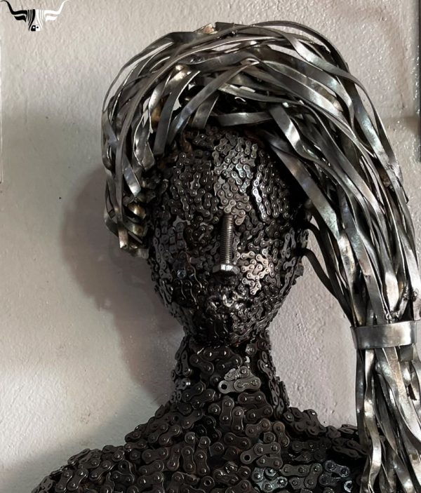 Eco-Friendly Scrap Metal Sculpture Torso - Handmade Steel Art -Timeless bust Beauty