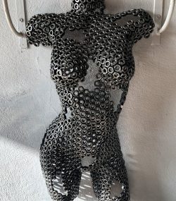 Eco-Friendly Scrap Metal Sculpture Torso - Handmade Steel Art