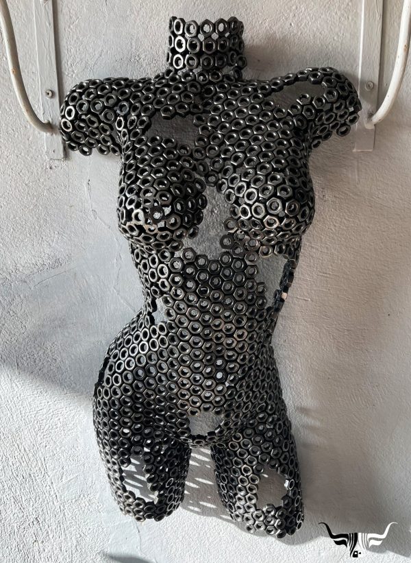 Eco-Friendly Scrap Metal Sculpture Torso - Handmade Steel Art