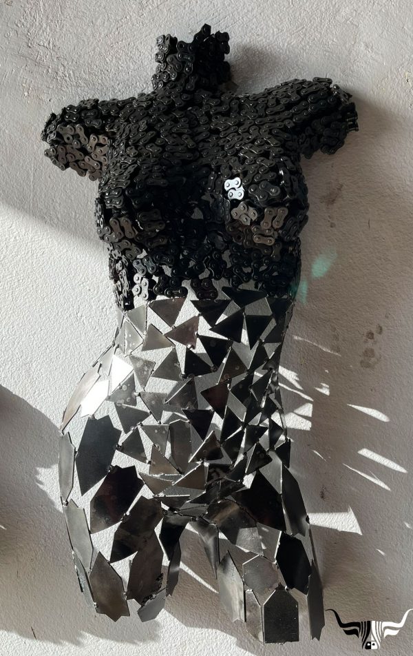 Handcrafted Scrap Metal Torso Sculpture - Handmade Steel Art