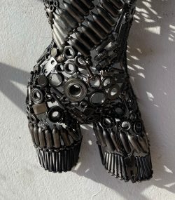 Eco-Friendly Scrap Metal Sculpture Torso - Handmade Steel Art