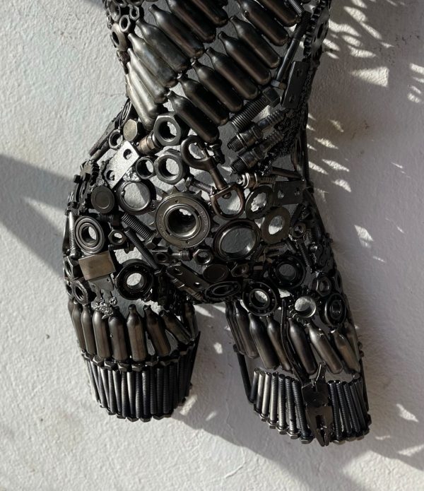 Eco-Friendly Scrap Metal Sculpture Torso - Handmade Steel Art