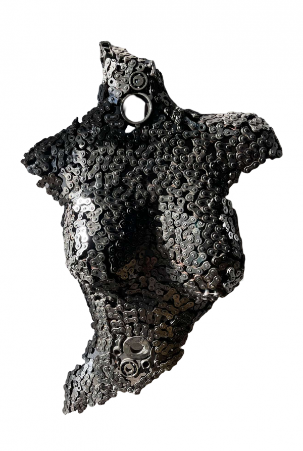 Handcrafted Scrap Metal Torso Sculpture - Handmade Steel Art