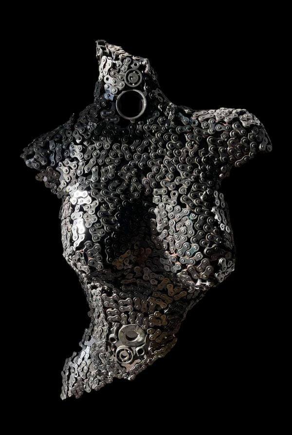 Handcrafted Scrap Metal Torso Sculpture - Handmade Steel Art