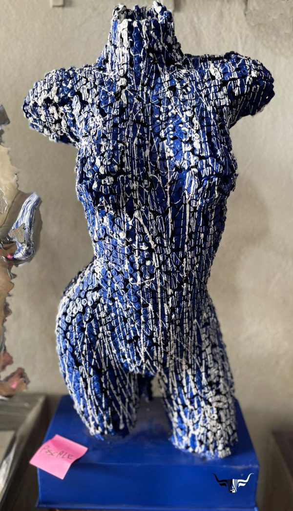 Eco-Friendly Scrap Metal Sculpture Torso - Handmade Steel Art