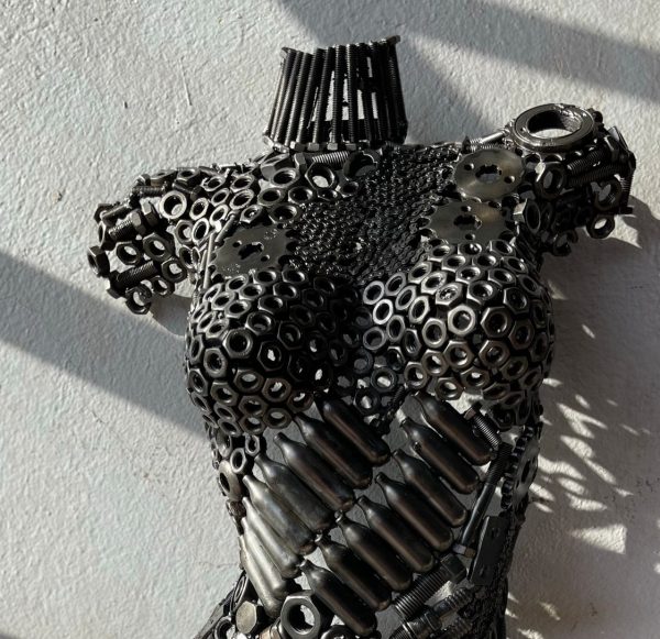 Eco-Friendly Scrap Metal Sculpture Torso - Handmade Steel Art