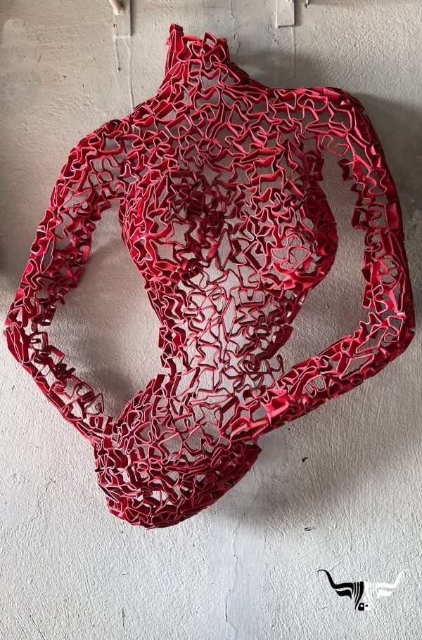 Handmade Steel Bust from Recycled Materials-Metal Female Torso scrap