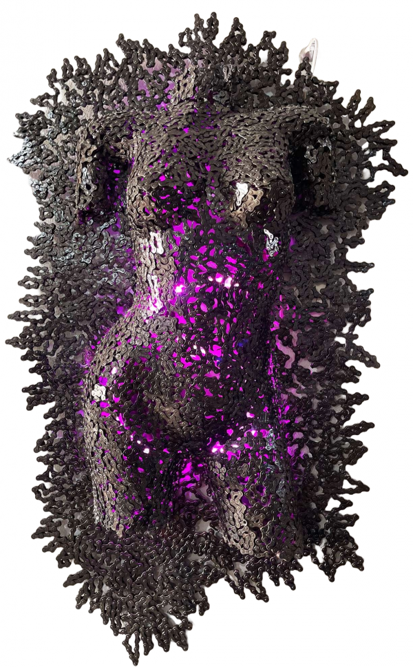 Handmade Steel Bust from Recycled Materials-Metal scrap Female Torso