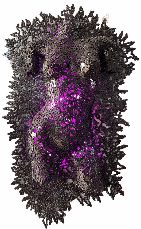 Handmade Steel Bust from Recycled Materials-Metal scrap Female Torso