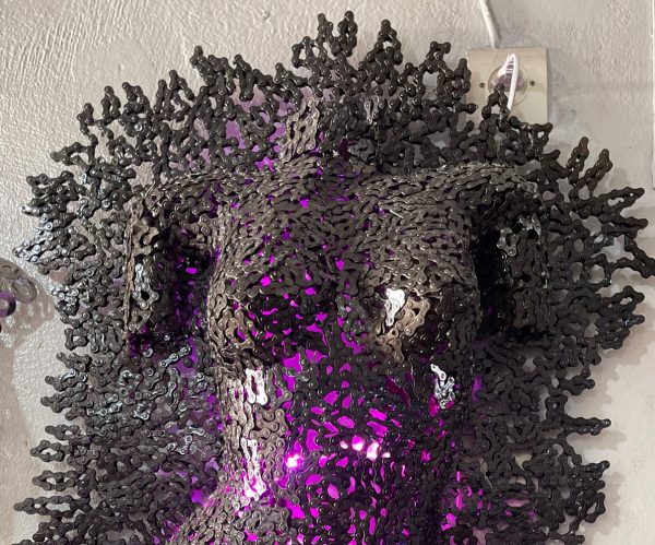 Handmade Steel Bust from Recycled Materials-Metal scrap Female Torso