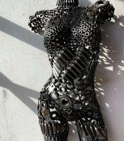 Eco-Friendly Scrap Metal Sculpture Torso - Handmade Steel Art
