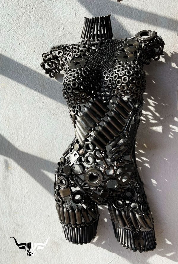 Eco-Friendly Scrap Metal Sculpture Torso - Handmade Steel Art
