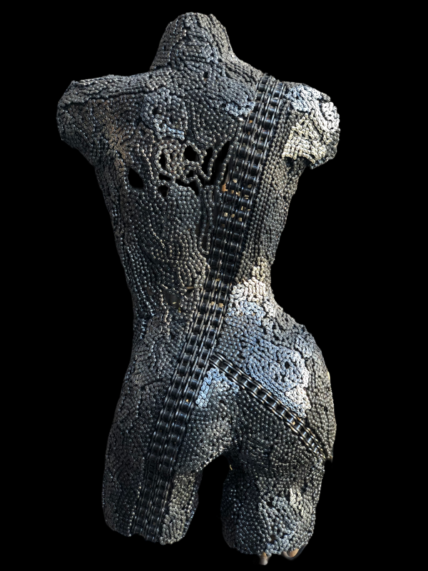 full chained Metal Torso: Stylish Handcrafted Metal Wall Sculpture